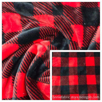 100% Polyester Double Flannel with Printed In Check